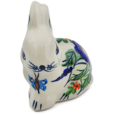 Polish Pottery Bunny Figurine 3&quot; Spring Splendor