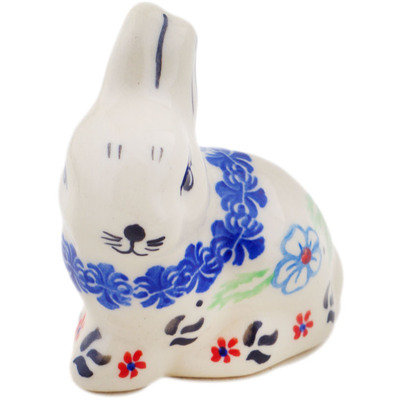 Polish Pottery Bunny Figurine 3&quot; Sweet Day