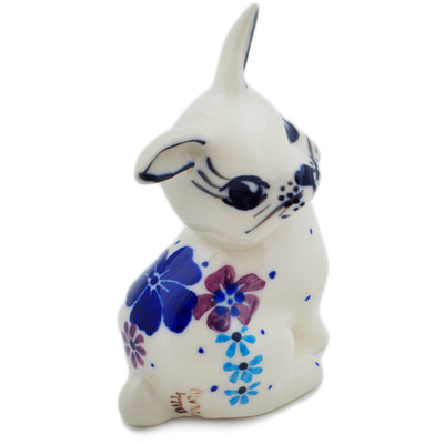 Polish Pottery Bunny Figurine 3&quot; The Floral Wish