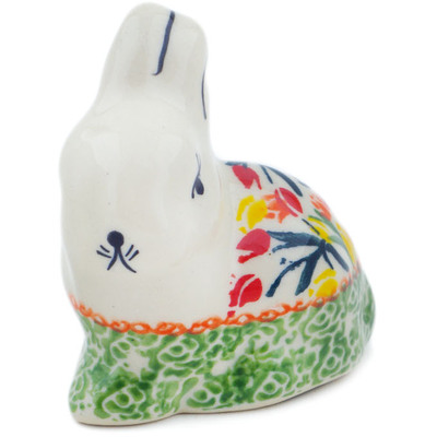 Polish Pottery Bunny Figurine 3&quot; Tulip Ring