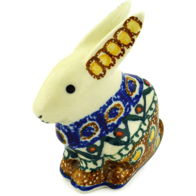 Polish Pottery Bunny Figurine 3&quot; Turkish Delight UNIKAT