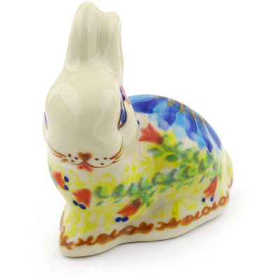 Polish Pottery Bunny Figurine 3&quot; UNIKAT