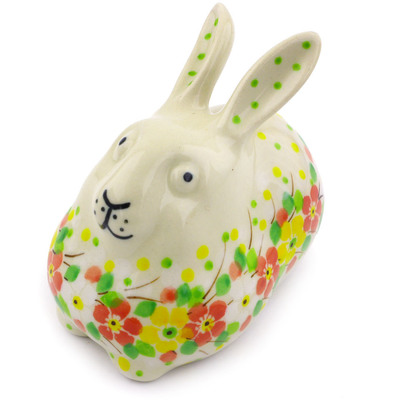 Polish Pottery Bunny Figurine 4&quot; Blossom Sprinkle UNIKAT