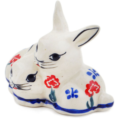 Polish Pottery Bunny Figurine 4&quot; Blue Eye Spring