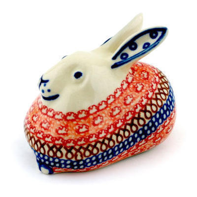 Polish Pottery Bunny Figurine 4&quot; Fandango