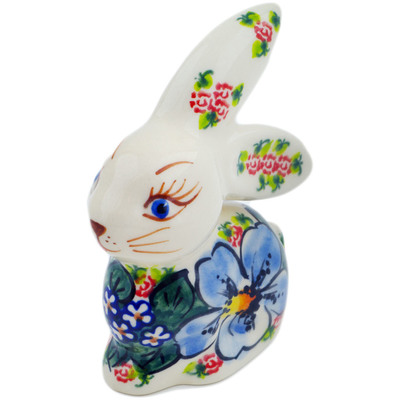 Polish Pottery Bunny Figurine 4&quot; Floral Dream UNIKAT