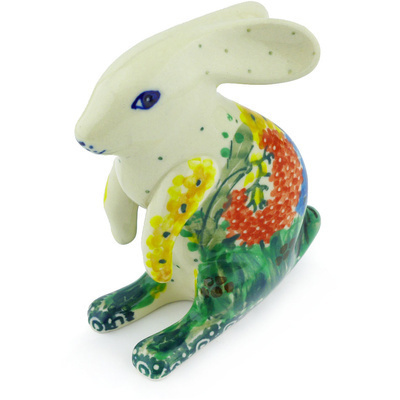 Polish Pottery Bunny Figurine 4&quot; Garden Delight UNIKAT