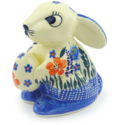 Polish Pottery Bunny Figurine 4&quot;