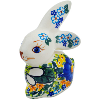Polish Pottery Bunny Figurine 4&quot; Magical Spring UNIKAT