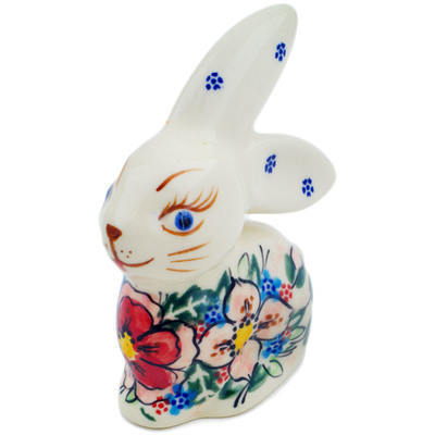 Polish Pottery Bunny Figurine 4&quot; Perfect Garden UNIKAT