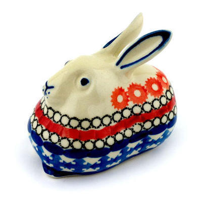 Polish Pottery Bunny Figurine 4&quot; Primrose