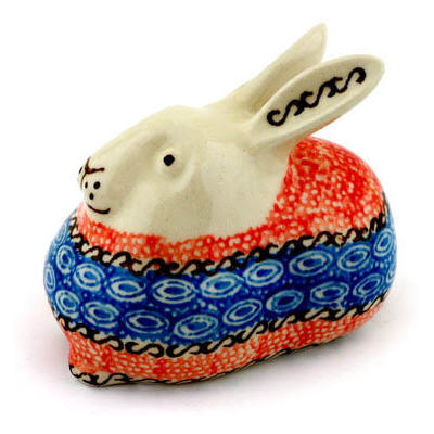 Polish Pottery Bunny Figurine 4&quot; Southwest Sunrise