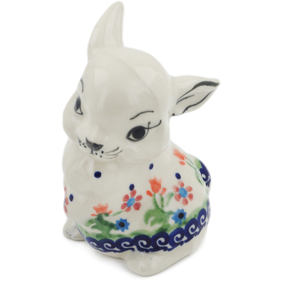 Polish Pottery Bunny Figurine 4&quot; Spring Flowers