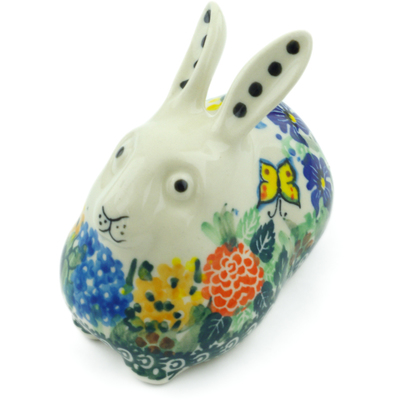 Polish Pottery Bunny Figurine 4&quot; Spring Garden UNIKAT