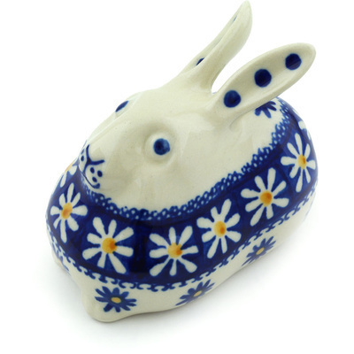 Polish Pottery Bunny Figurine 4&quot; Sweet Daisy