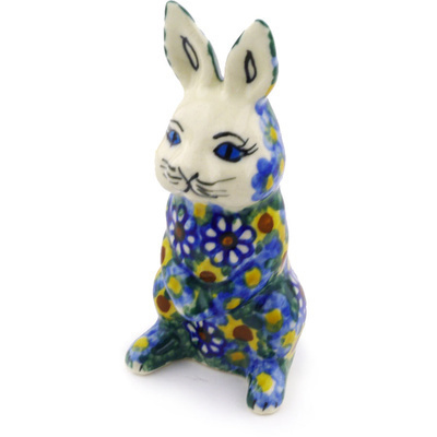Polish Pottery Bunny Figurine 4&quot; UNIKAT