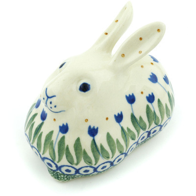 Polish Pottery Bunny Figurine 4&quot; Water Tulip