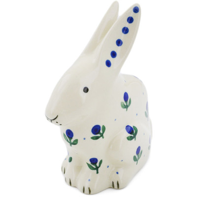 Polish Pottery Bunny Figurine 5&quot; Blue Buds