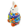 Polish Pottery Bunny Figurine 5&quot; Bright Flower Bundle UNIKAT