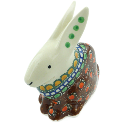 Polish Pottery Bunny Figurine 5&quot; Cranberry Medley UNIKAT