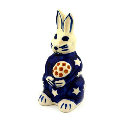 Polish Pottery Bunny Figurine 5&quot;