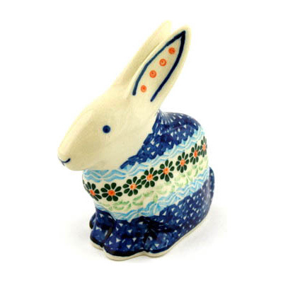 Polish Pottery Bunny Figurine 5&quot;
