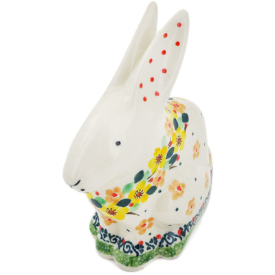 Polish Pottery Bunny Figurine 5&quot; Happy Thoughts UNIKAT