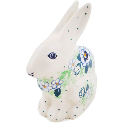 Polish Pottery Bunny Figurine 5&quot; Into Spring