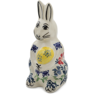 Polish Pottery Bunny Figurine 5&quot; Last Summer Flowers