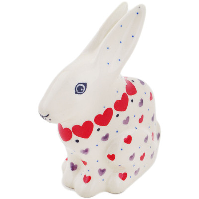 Polish Pottery Bunny Figurine 5&quot; Love All Around