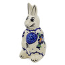 Polish Pottery Bunny Figurine 5&quot; Orange And Blue Flower