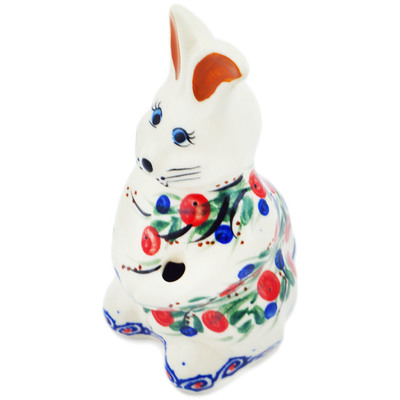 Polish Pottery Bunny Figurine 5&quot; Patriotic Blooms UNIKAT