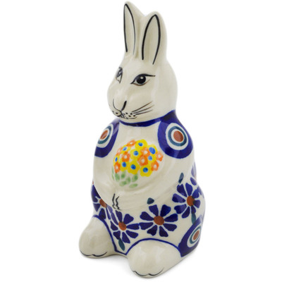 Polish Pottery Bunny Figurine 5&quot; Peacock