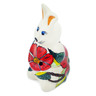Polish Pottery Bunny Figurine 5&quot; Poinsettia Paradise UNIKAT