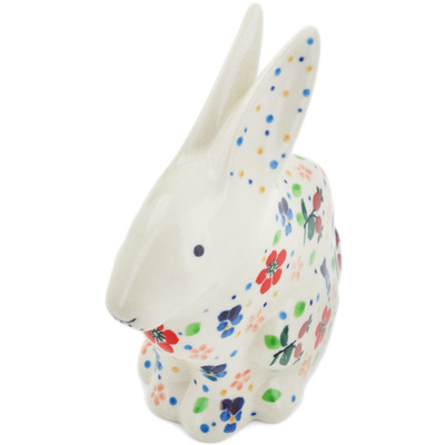 Polish Pottery Bunny Figurine 5&quot; Spring Meadow UNIKAT