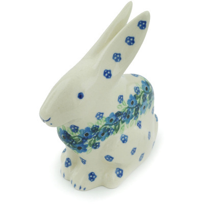 Polish Pottery Bunny Figurine 5&quot; Spring Surprise