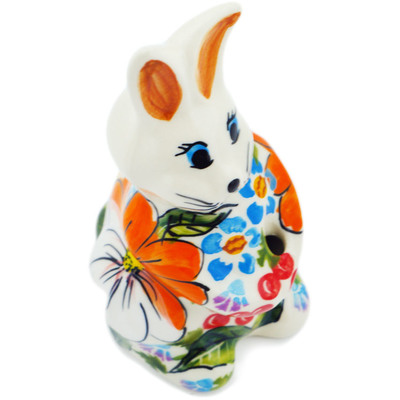 Polish Pottery Bunny Figurine 5&quot; Summer Walk UNIKAT