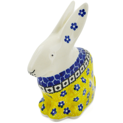 Polish Pottery Bunny Figurine 5&quot; Sunburst Daisies