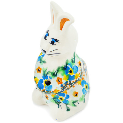Polish Pottery Bunny Figurine 5&quot; Sweet Blooms UNIKAT