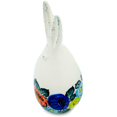 faience Bunny Figurine 6&quot; Blooming Roses