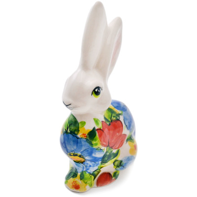 Polish Pottery Bunny Figurine 6&quot; Feel-good Florals UNIKAT