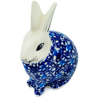 Polish Pottery Bunny Figurine 6&quot; Flowers On The Lake