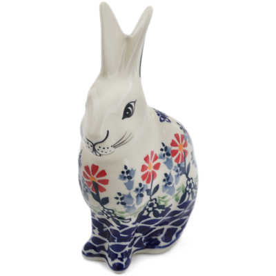 Polish Pottery Bunny Figurine 6&quot; Last Summer Flowers