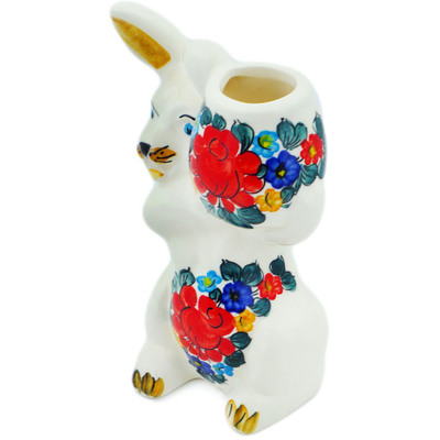 Polish Pottery Bunny Figurine 6&quot; Little Flower Patch