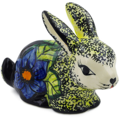 Polish Pottery Bunny Figurine 6&quot; Midnight Glow UNIKAT