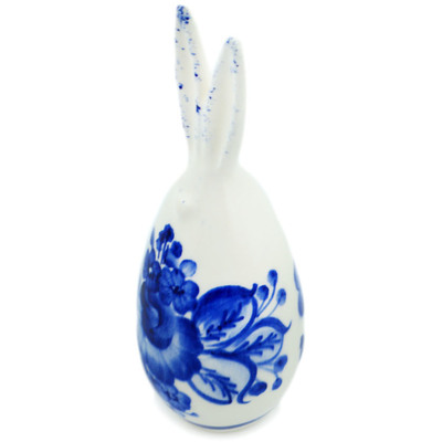 faience Bunny Figurine 6&quot; Retro Cobalt