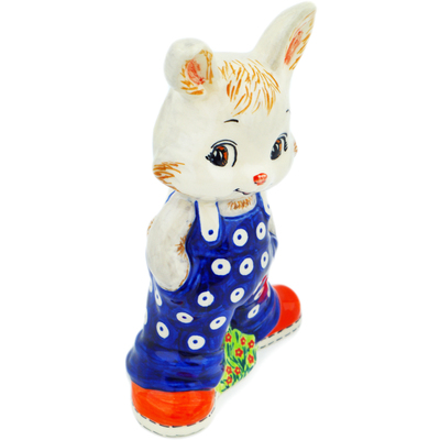 Polish Pottery Bunny Figurine 7&quot; Blue Eyes