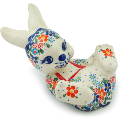 Polish Pottery Bunny Figurine 7&quot;