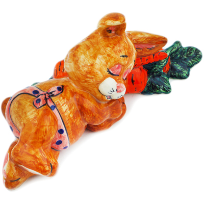 Polish Pottery Bunny Figurine 7&quot; Happy Dots