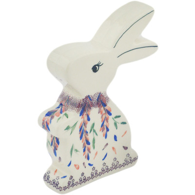 Polish Pottery Bunny Figurine 7&quot; Lupine Surprise UNIKAT